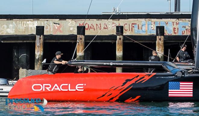 Oracle Team USA AC45Turbo-First look - showing a clear resemblance to an Ac72 © Pressure Drop . US
